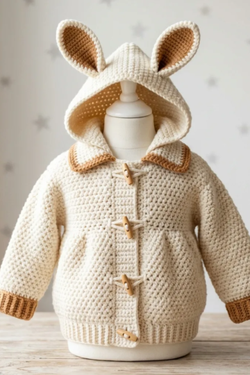 Cream and Caramel Bunny Hoodie Free Crochet Pattern