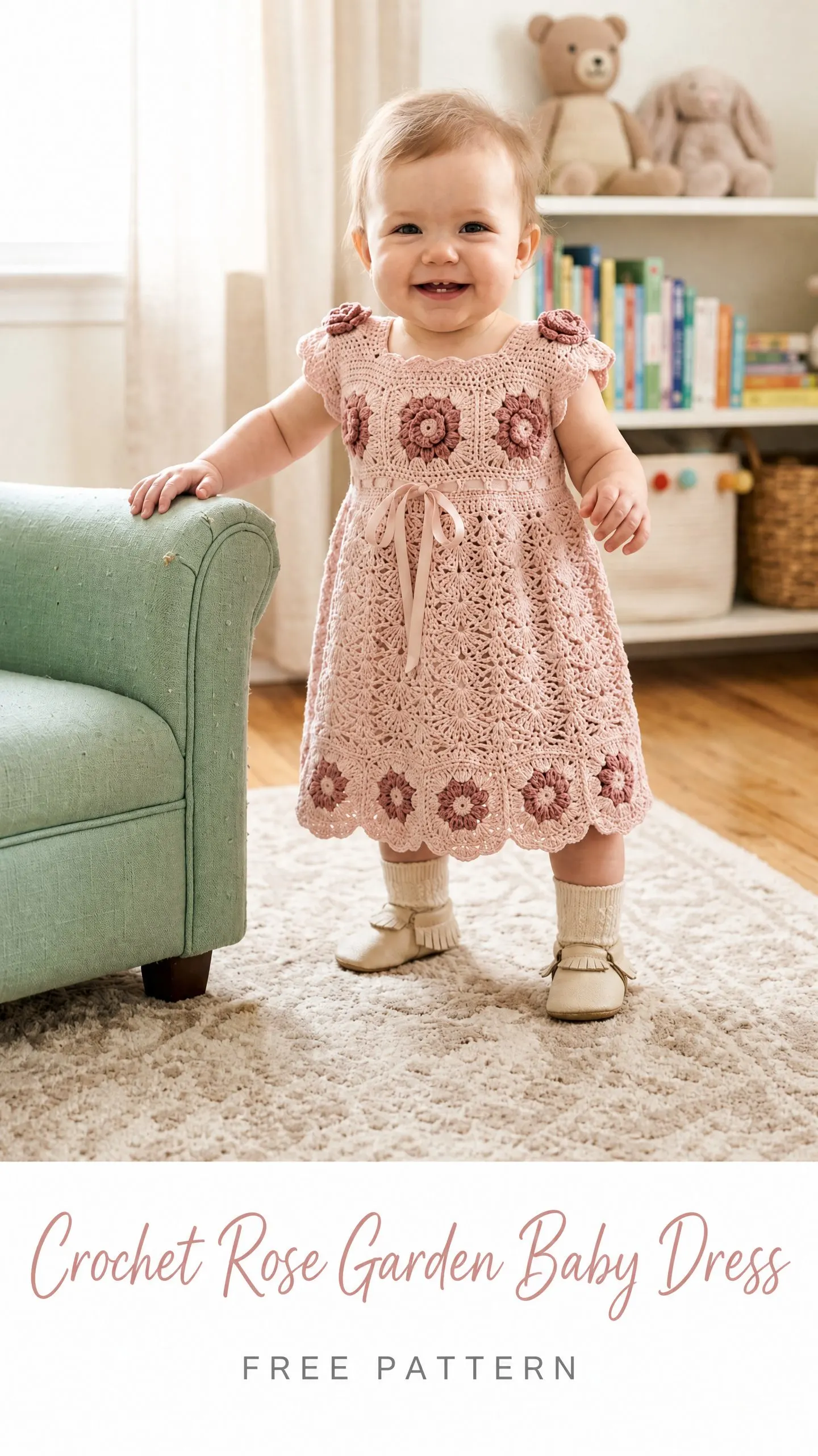 Crochet Rose Garden Baby Dress Free Pattern
