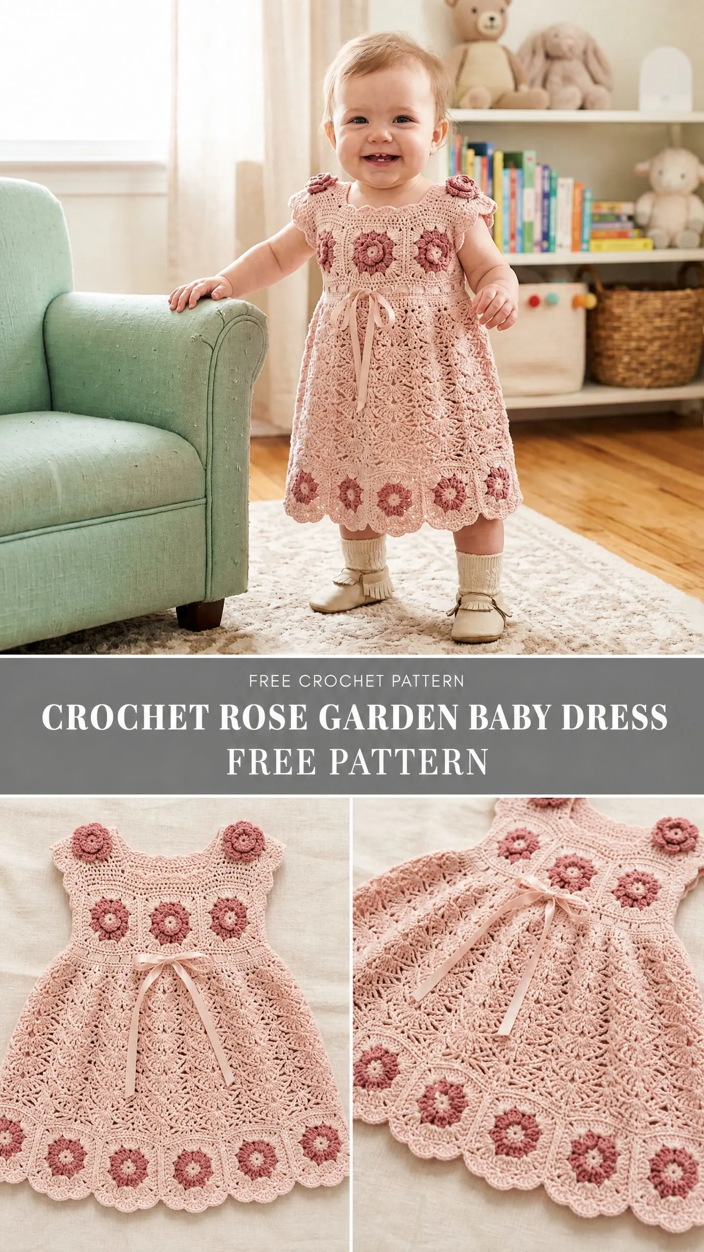 Crochet Rose Garden Baby Dress Free Pattern