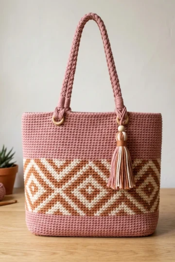 Desert Rose Geometric Tote Free Crochet Pattern