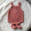 Dusty Rose Bobble Stitch Baby Romper Free Crochet Pattern