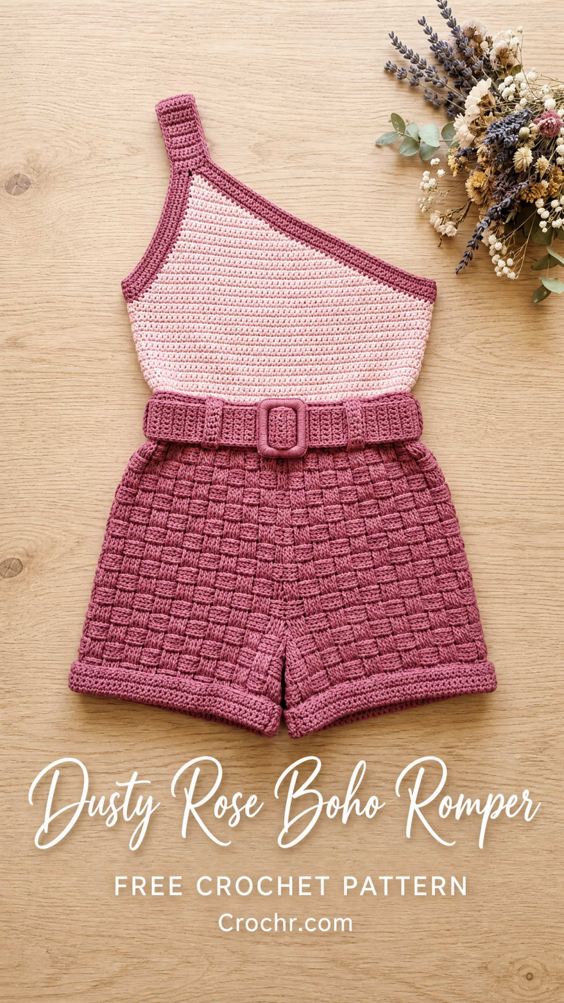 Dusty Rose Boho Romper Free Crochet Pattern