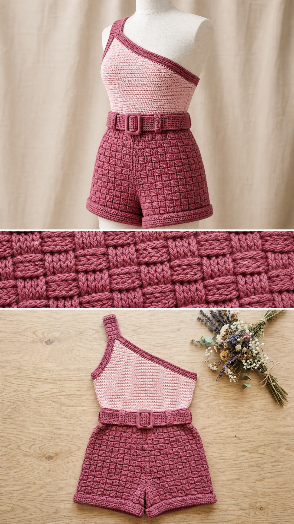 Dusty Rose Boho Romper Free Crochet Pattern