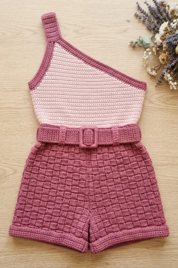 Dusty Rose Boho Romper Free Crochet Pattern