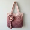 Dusty Rose Gradient Tote with Peony Free Crochet Pattern