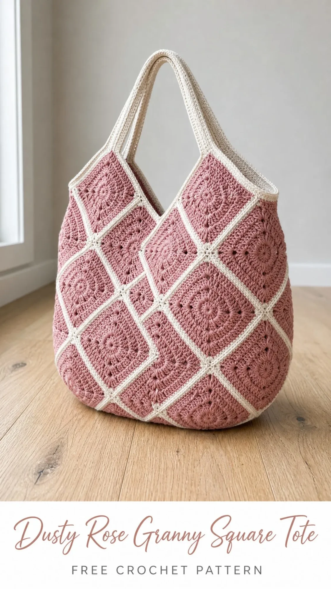 Dusty Rose Granny Square Tote Free Crochet Pattern