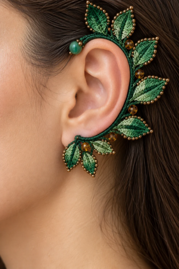 Emerald Leaf Ear Cuff Crochet Pattern
