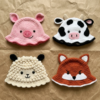 Farm Animals Bucket Hats Set Free Crochet Pattern