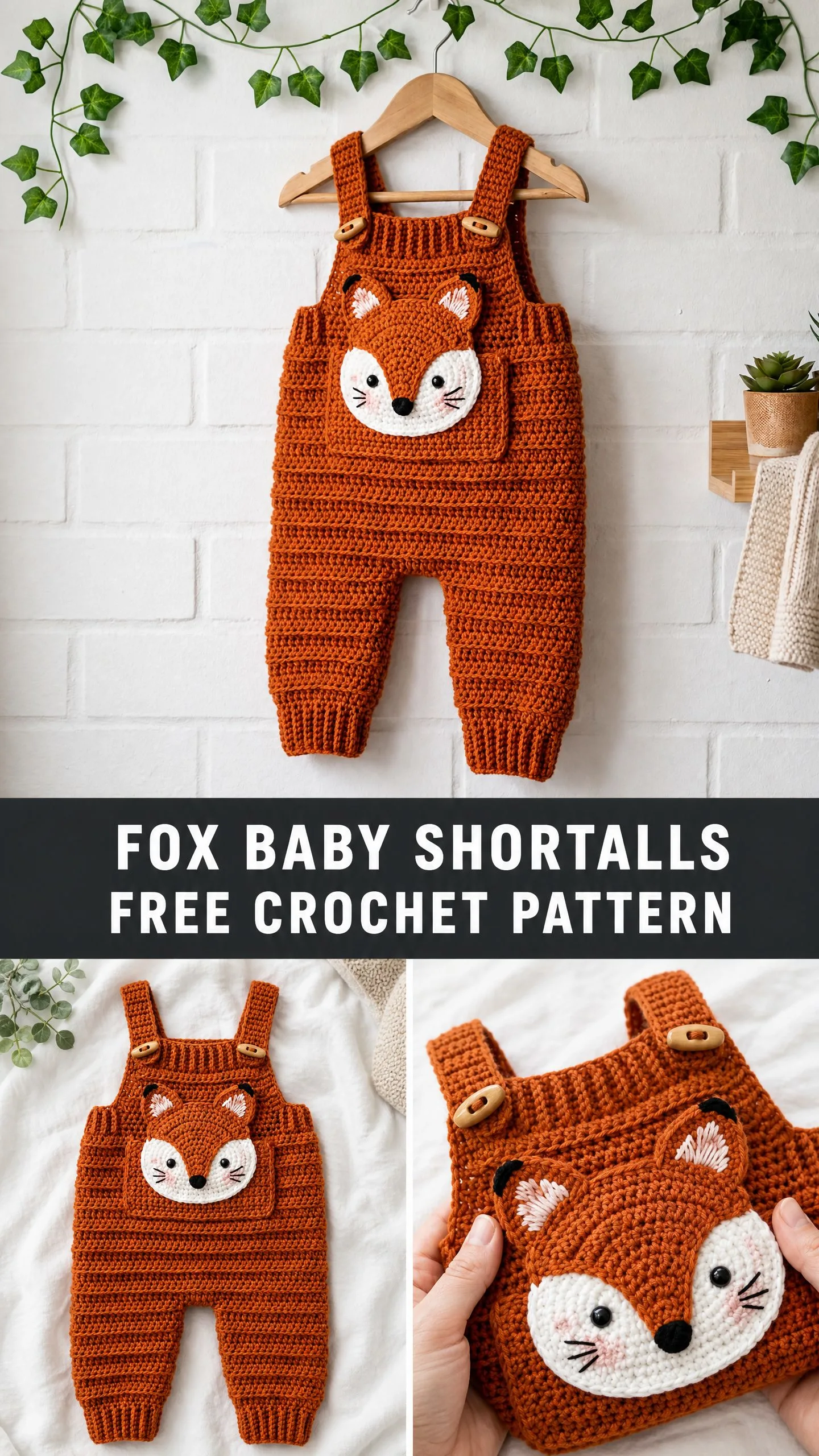 Fox Baby Shortalls Free Crochet Pattern