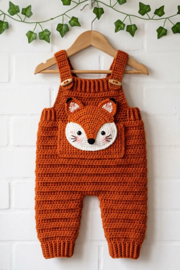 Fox Baby Shortalls Free Crochet Pattern