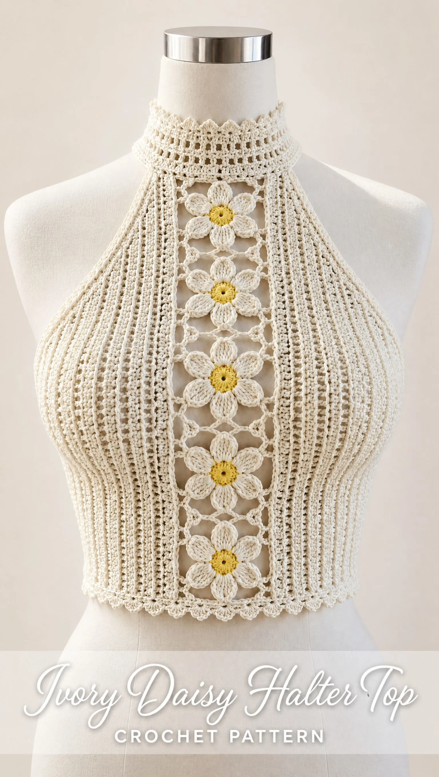 Ivory Daisy Halter Top Crochet Pattern