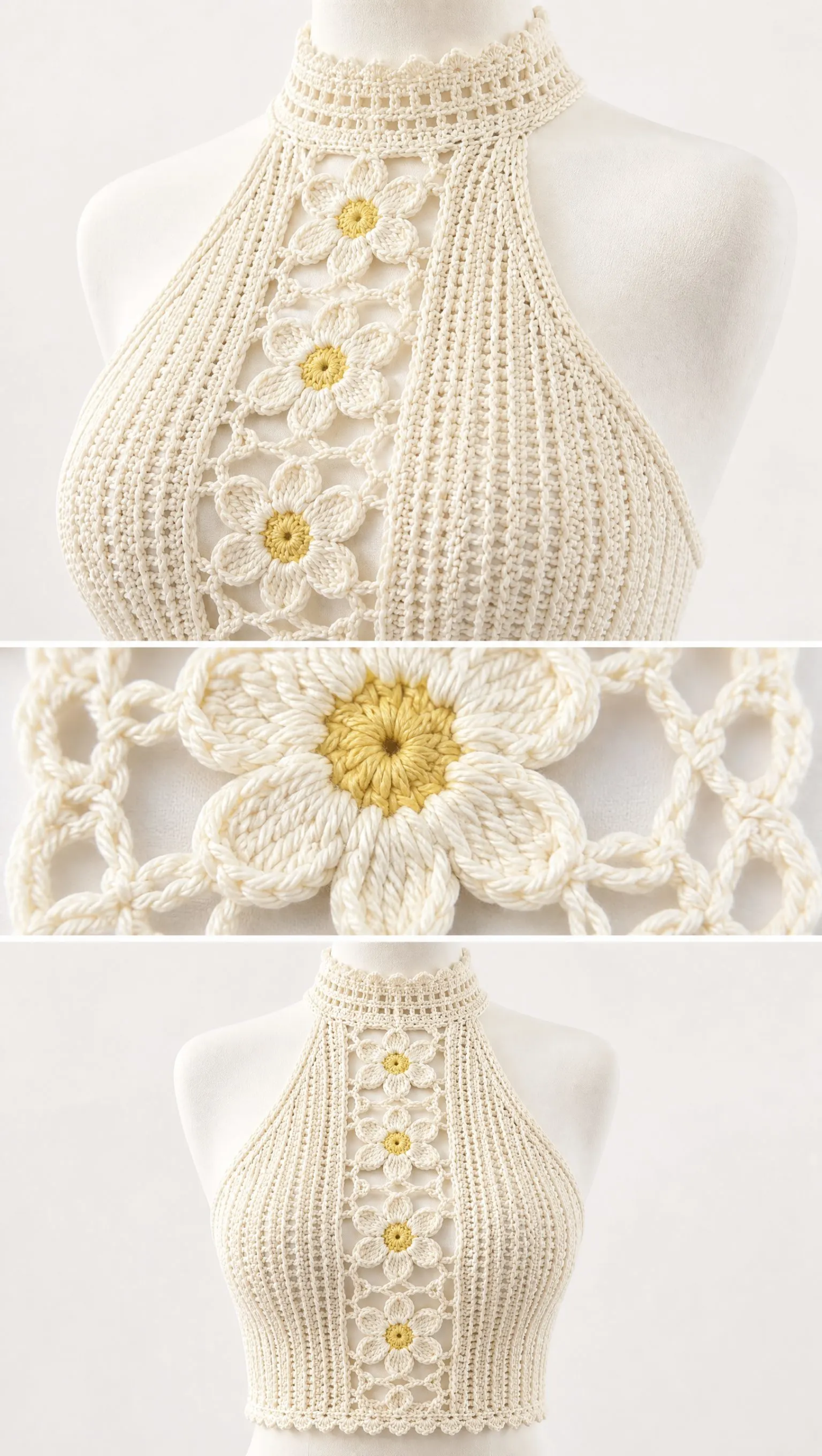 Ivory Daisy Halter Top Crochet Pattern