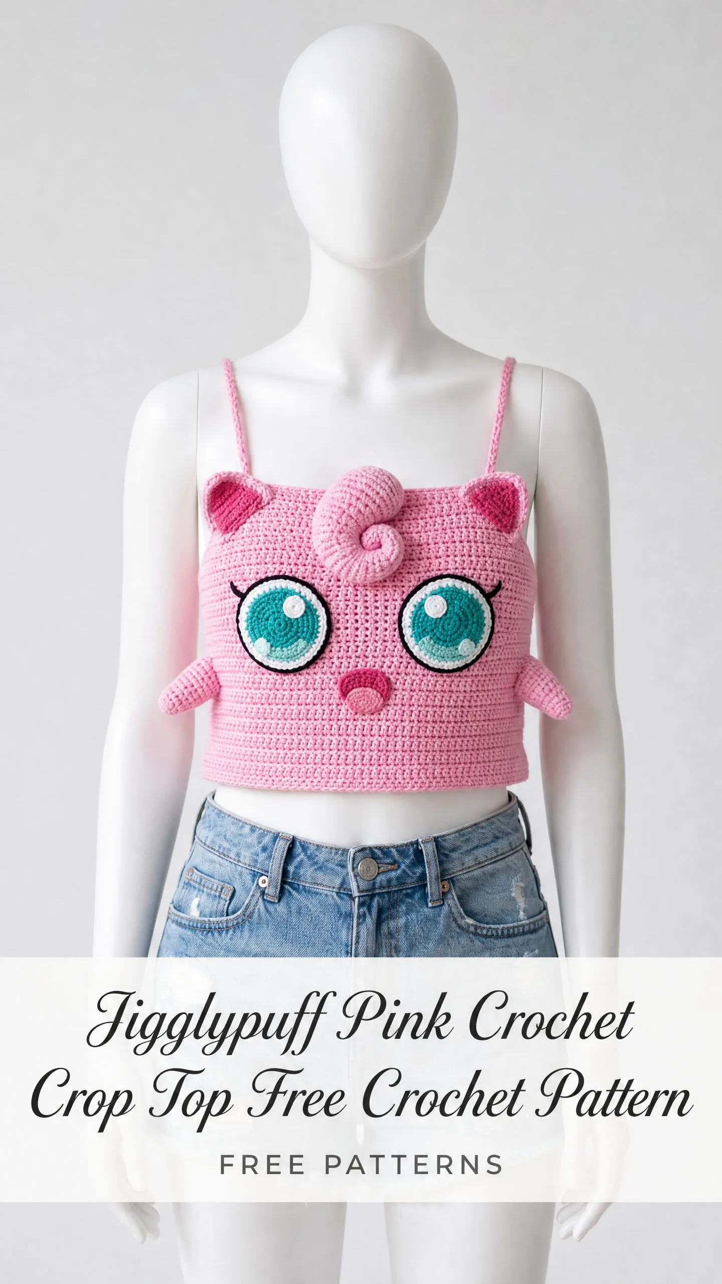 Jigglypuff Pink Crochet Crop Top Free Crochet Pattern
