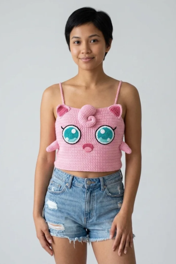 Jigglypuff Pink Crochet Crop Top Free Crochet Pattern