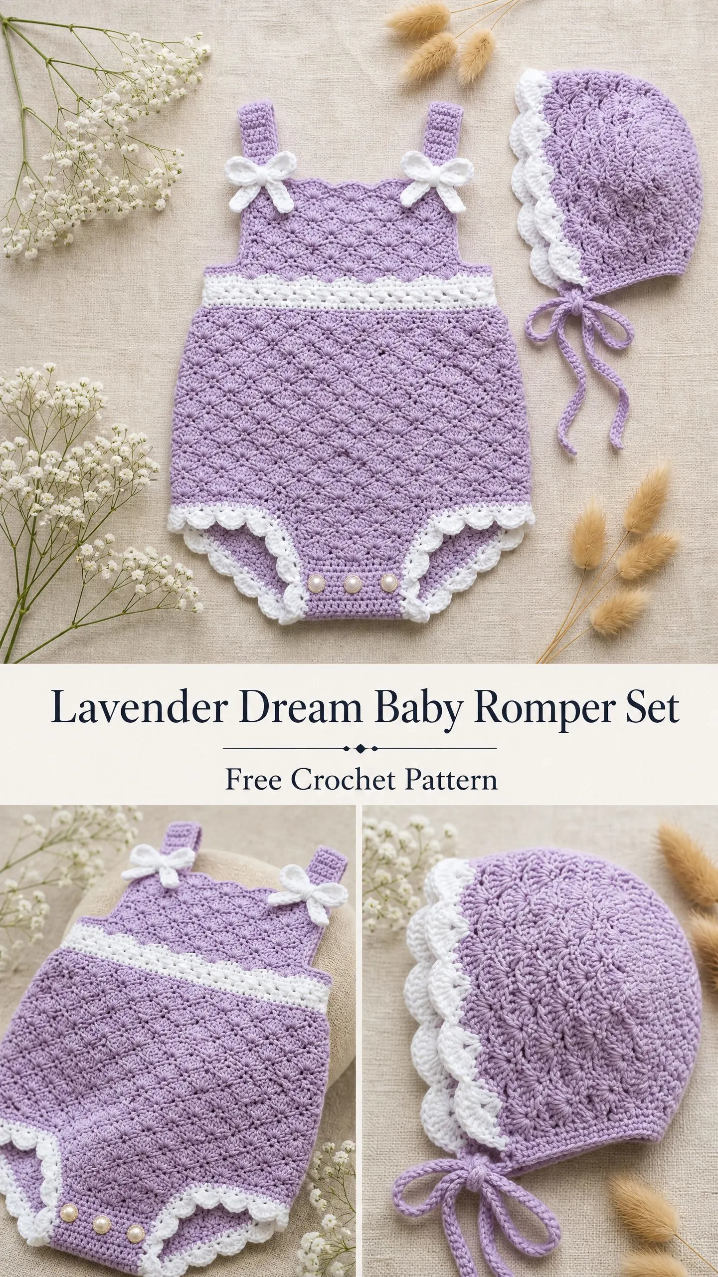 Lavender Dream Baby Romper Set Free Crochet Pattern