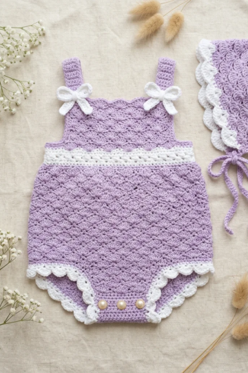 Lavender Dream Baby Romper Set Free Crochet Pattern