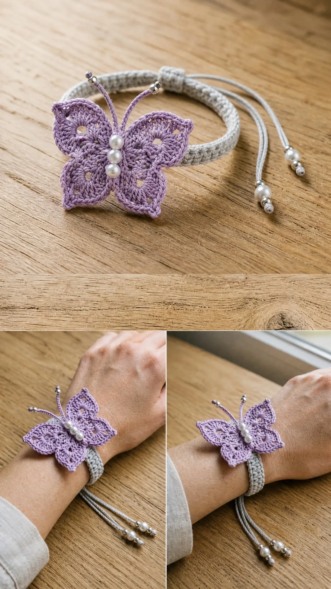 Lavender Dream Butterfly Bracelet Free Crochet Pattern