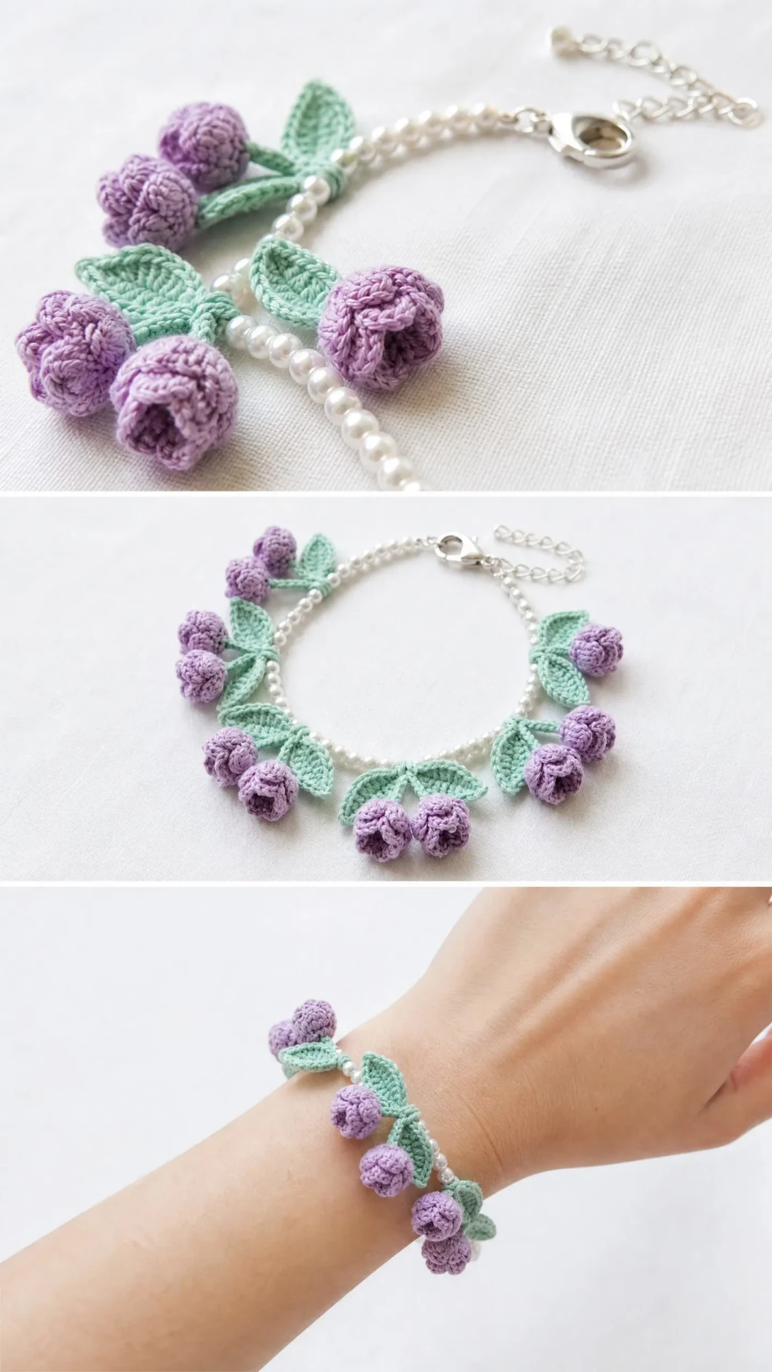 Lavender Dream Crochet Flower Bracelet Pattern