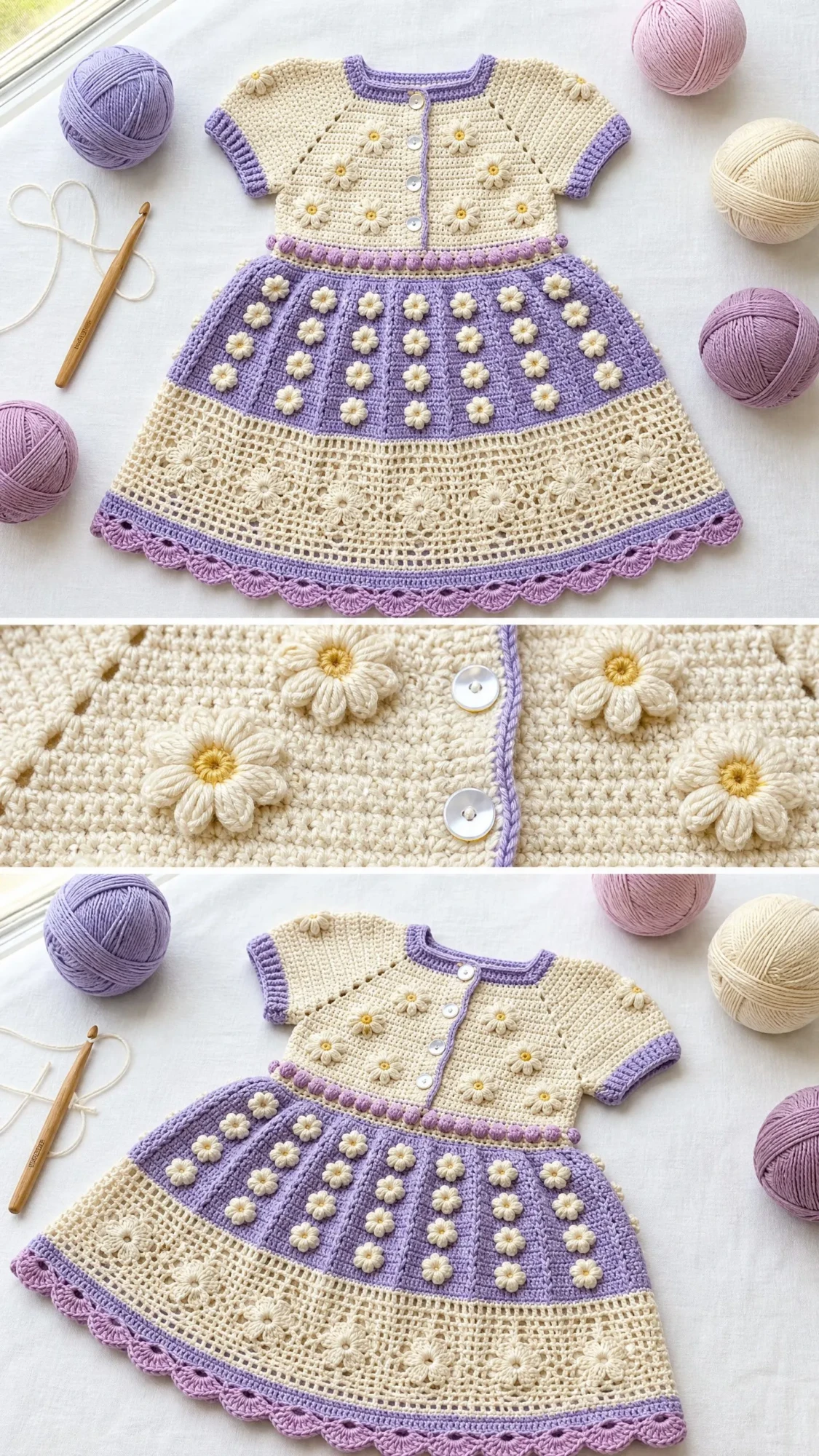Lavender Garden Baby Dress Free Crochet Pattern