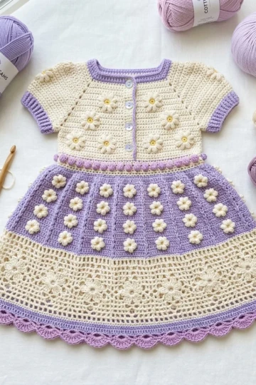 Lavender Garden Baby Dress Free Crochet Pattern