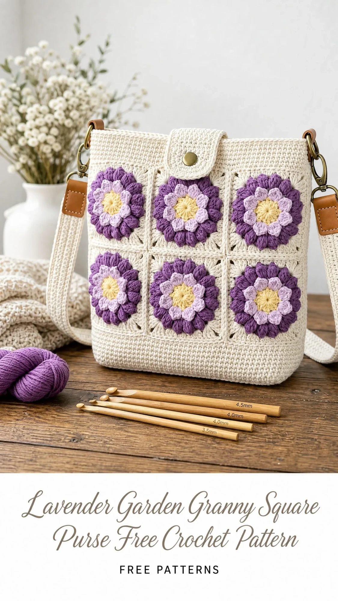 Lavender Garden Granny Square Purse Free Crochet Pattern
