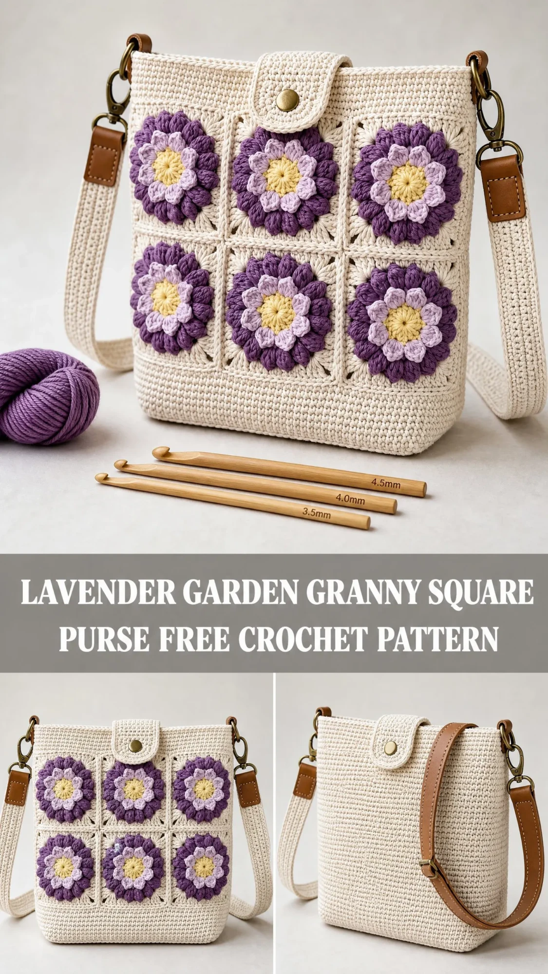 Lavender Garden Granny Square Purse Free Crochet Pattern