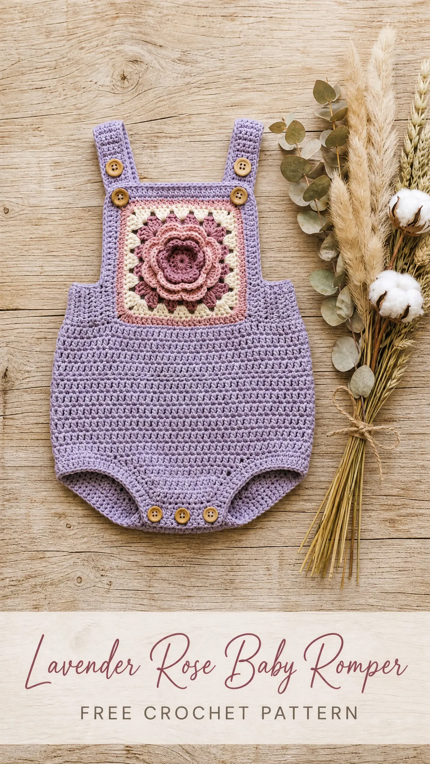 Lavender Rose Baby Romper Free Crochet Pattern