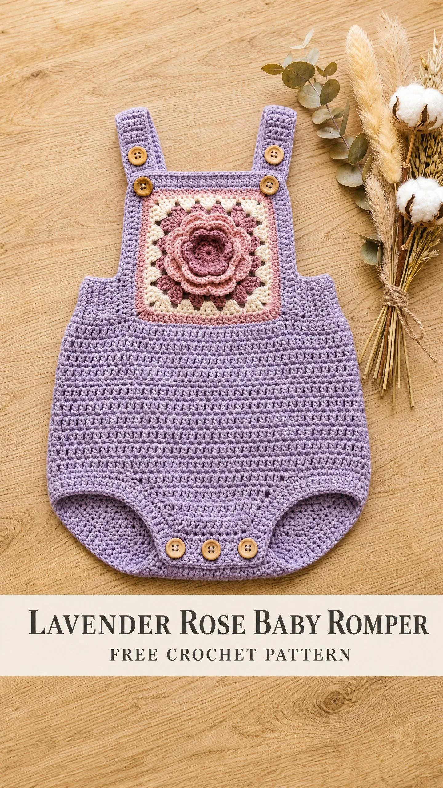 Lavender Rose Baby Romper Free Crochet Pattern