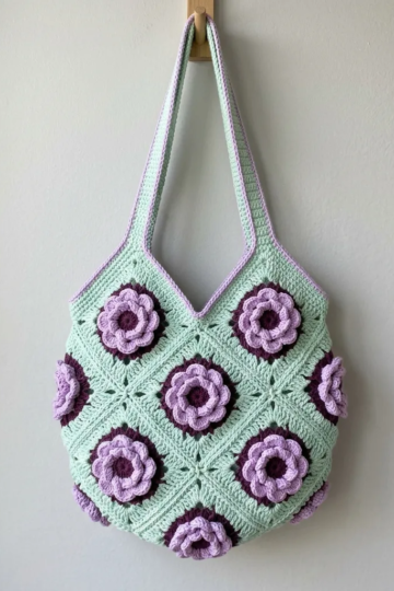 Lavender Rose Granny Square Purse Free Crochet Pattern