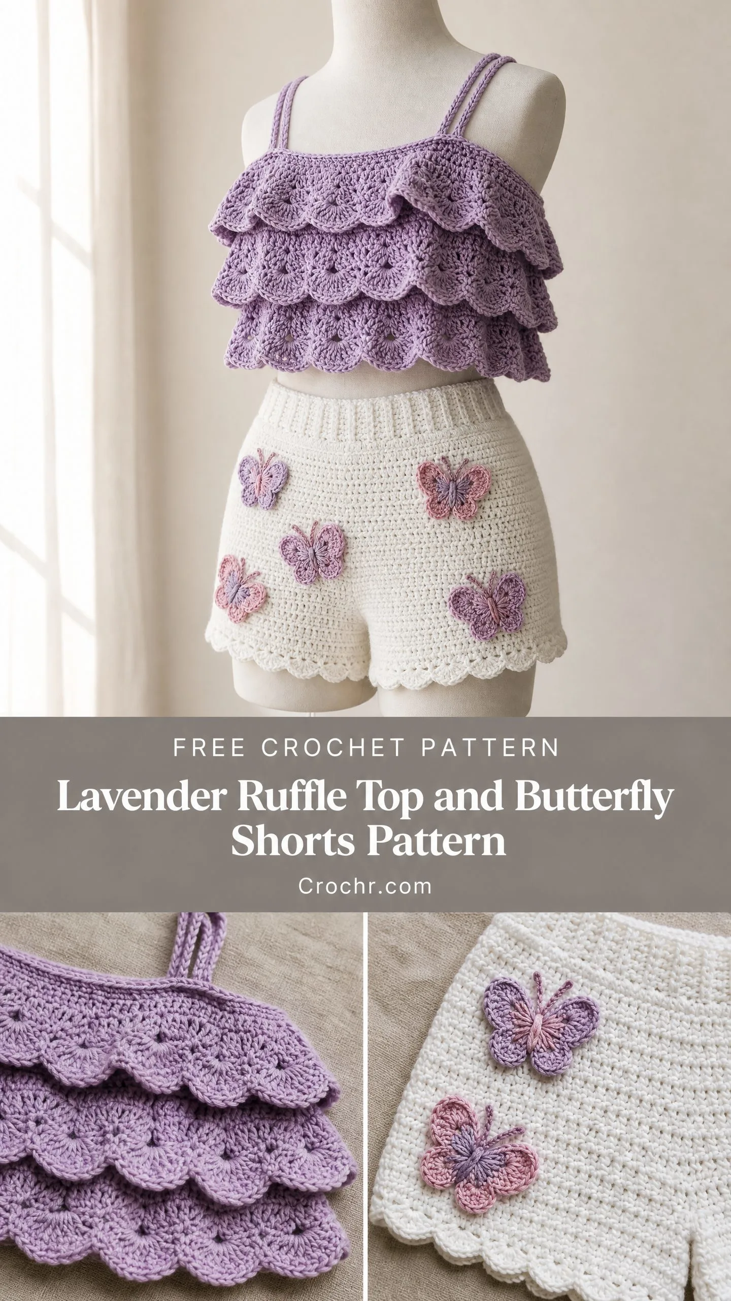Lavender Ruffle Top & Butterfly Shorts Pattern