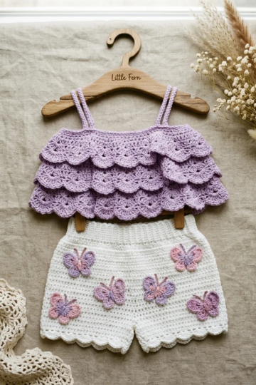 Lavender Ruffle Top & Butterfly Shorts Pattern