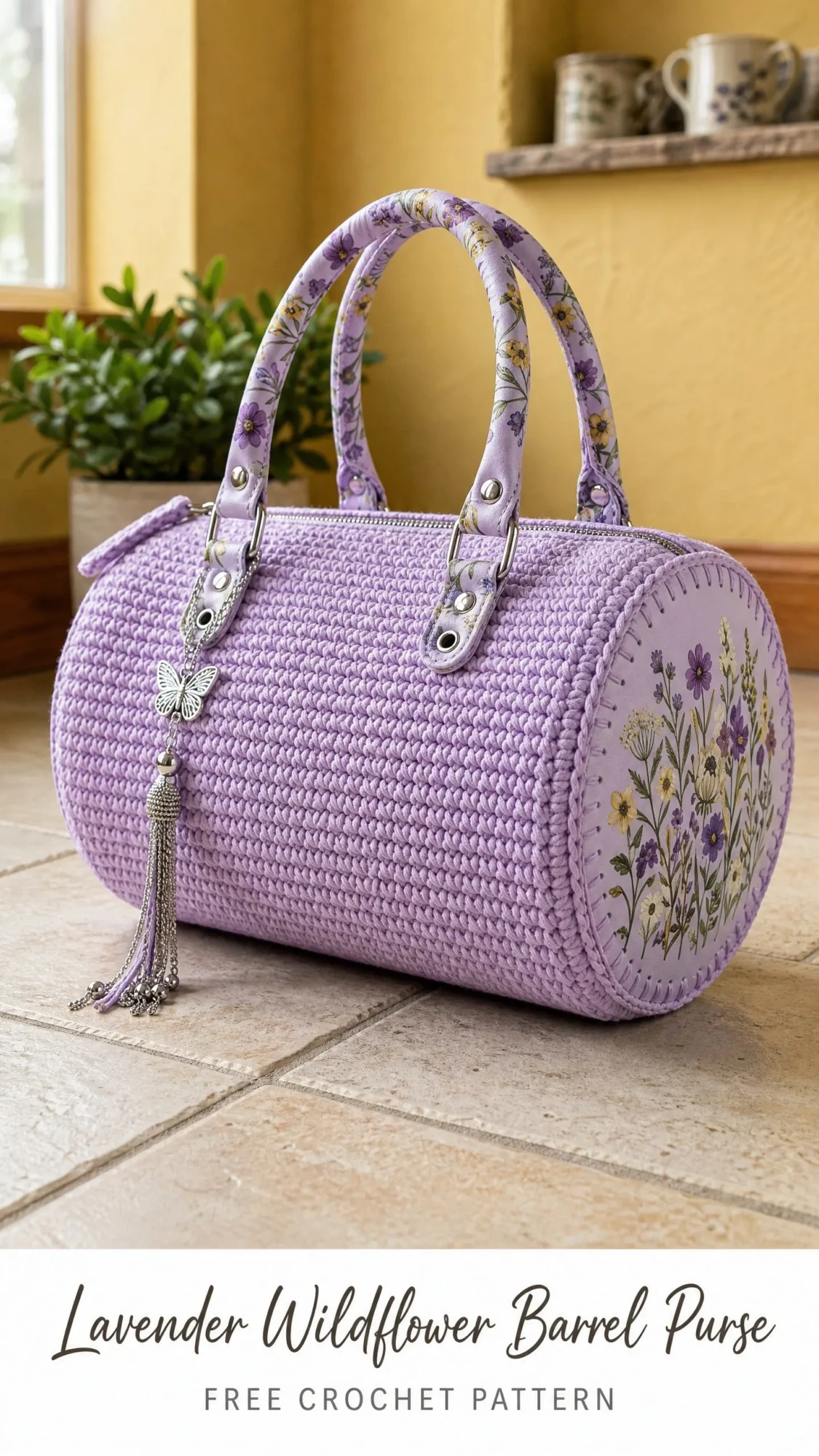 Lavender Wildflower Barrel Purse Free Crochet Pattern