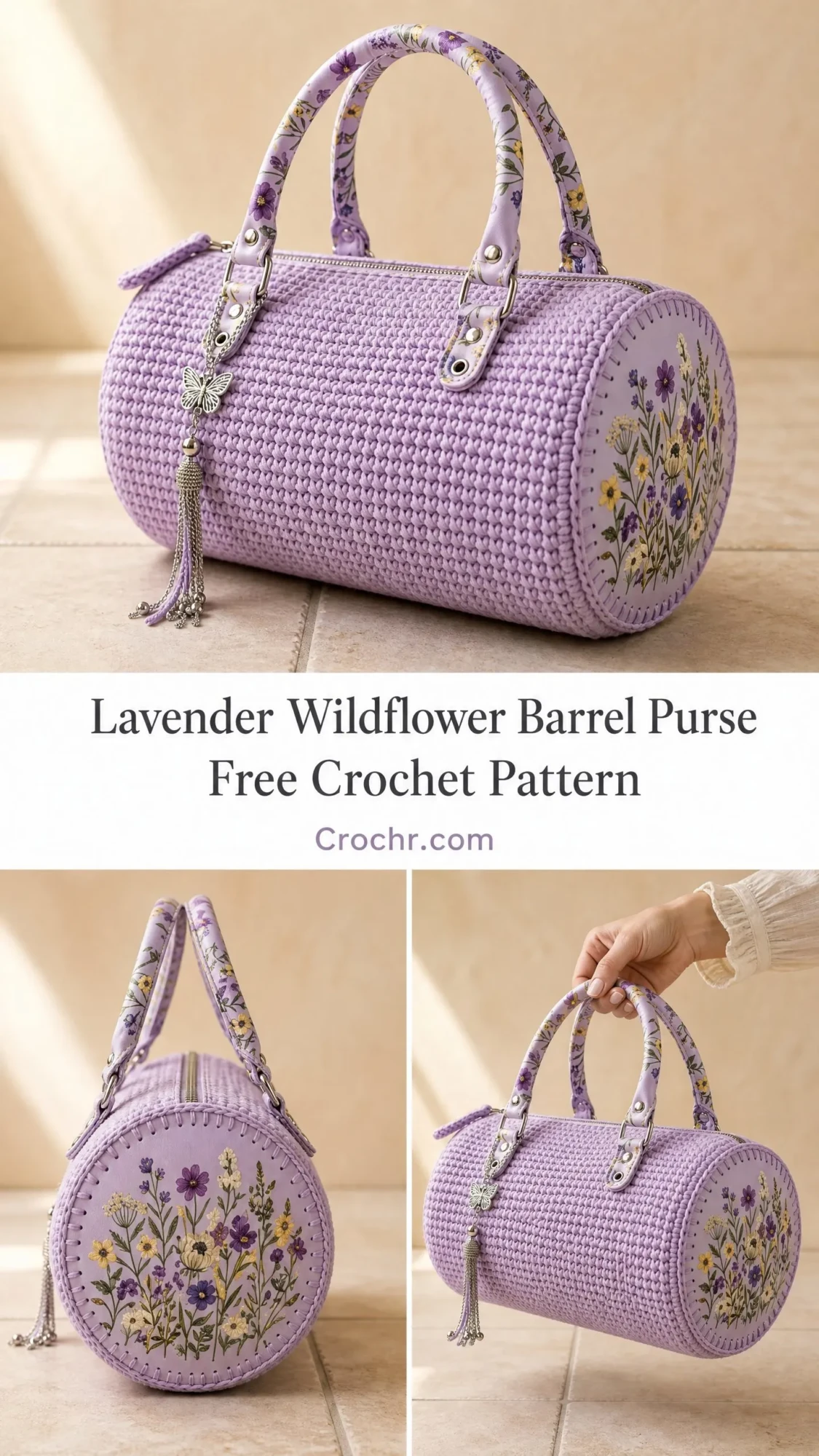 Lavender Wildflower Barrel Purse Free Crochet Pattern