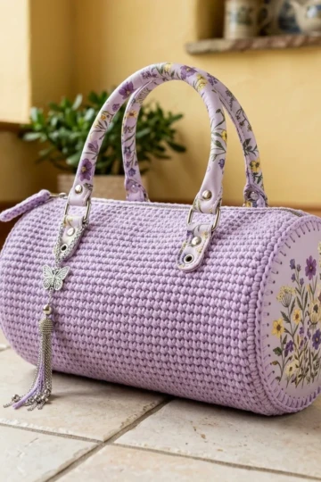 Lavender Wildflower Barrel Purse Free Crochet Pattern