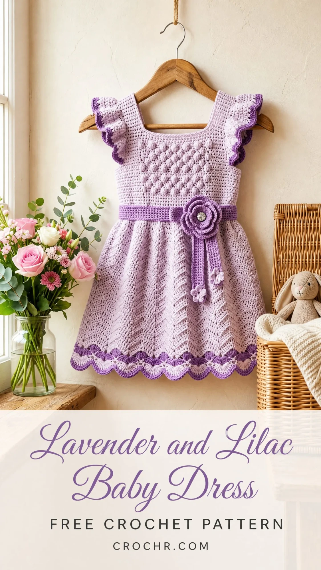 Lavender and Lilac Baby Dress Free Crochet Pattern