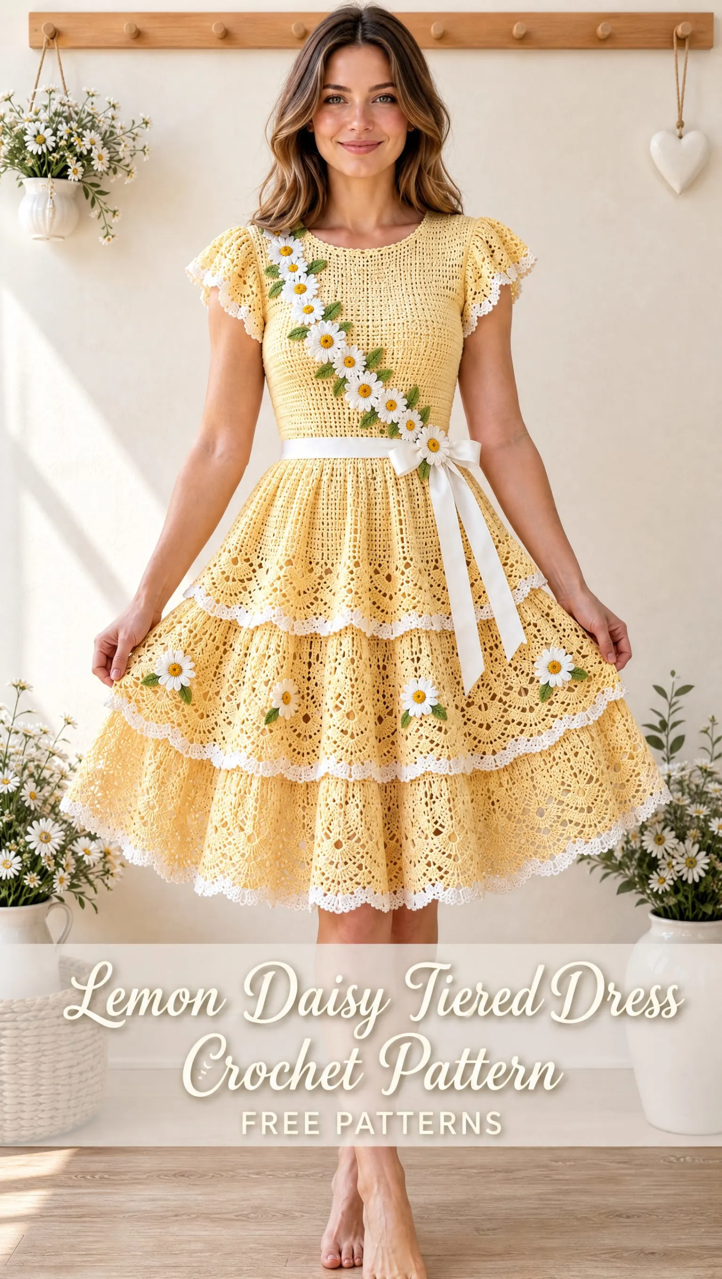 Lemon Daisy Tiered Dress Crochet Pattern