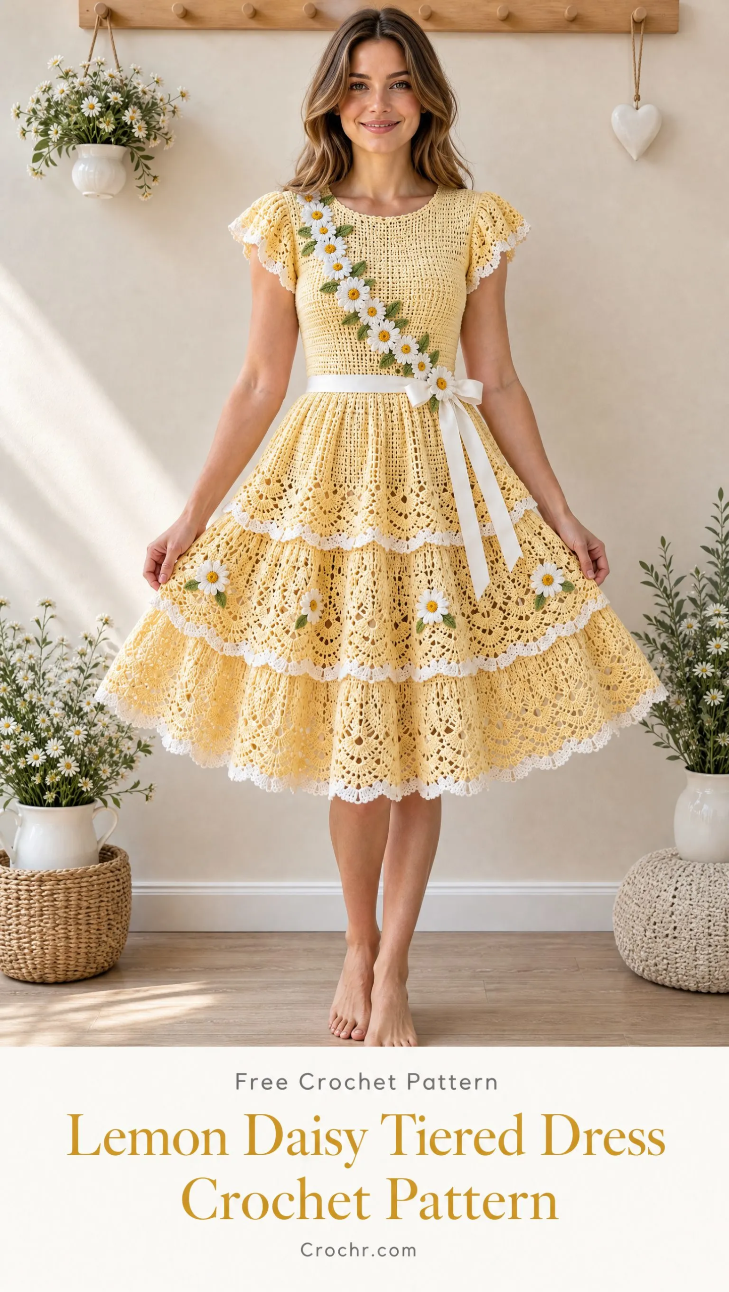 Lemon Daisy Tiered Dress Crochet Pattern