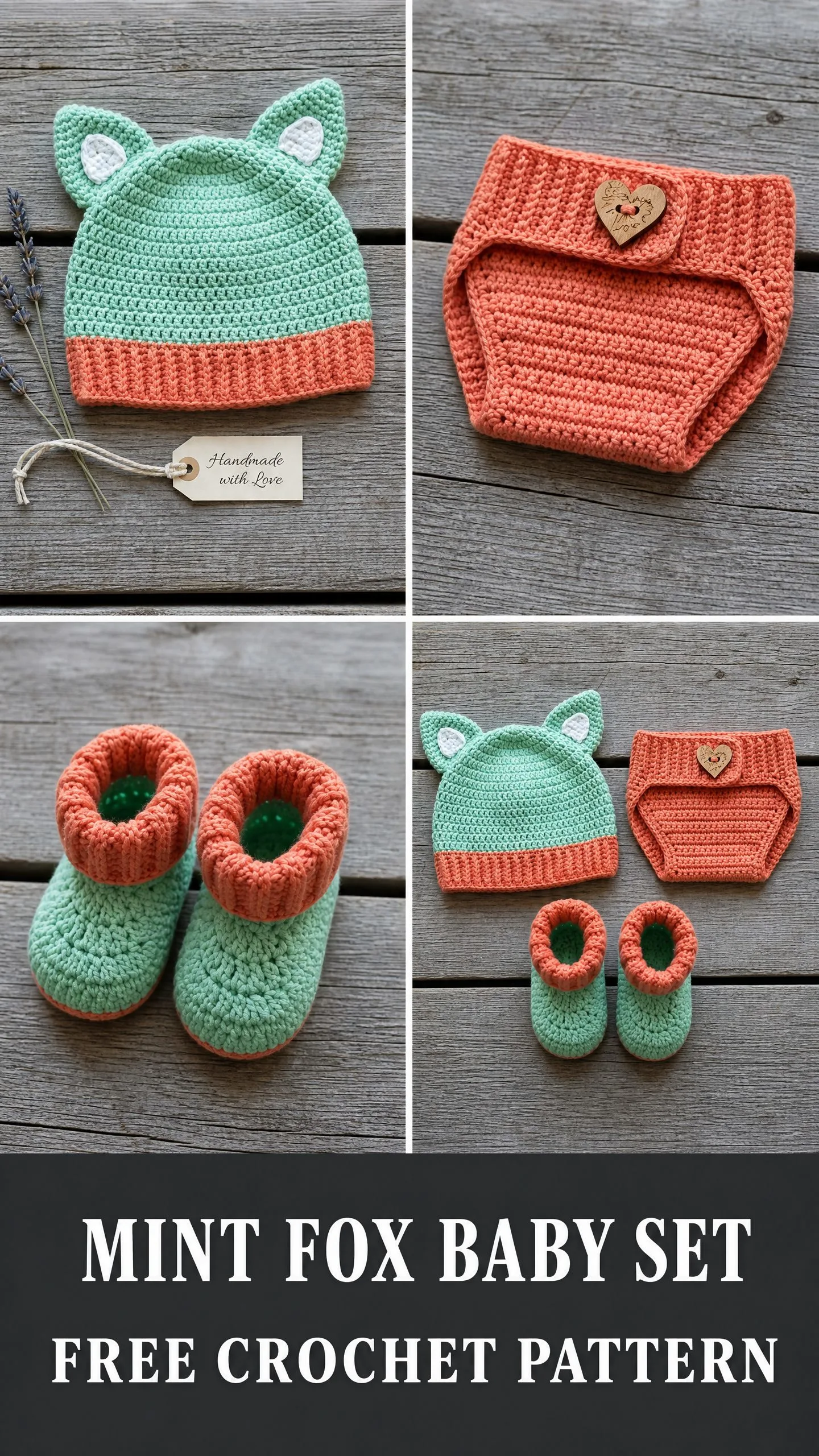 Mint Fox Baby Set Free Crochet Pattern