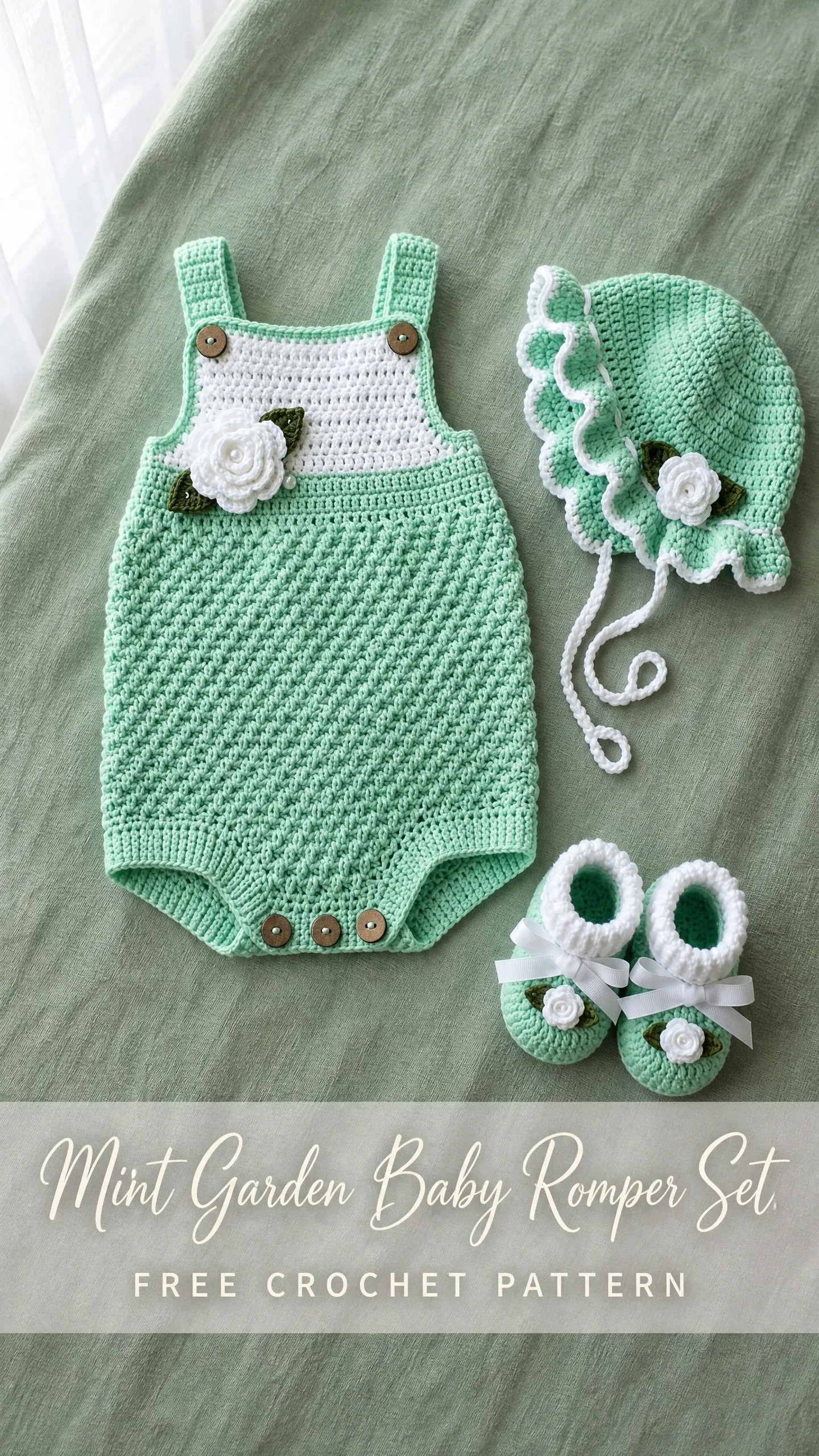 Mint Garden Baby Romper Set Free Crochet Pattern
