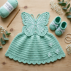 Mint Garden Butterfly Baby Dress Free Crochet Pattern