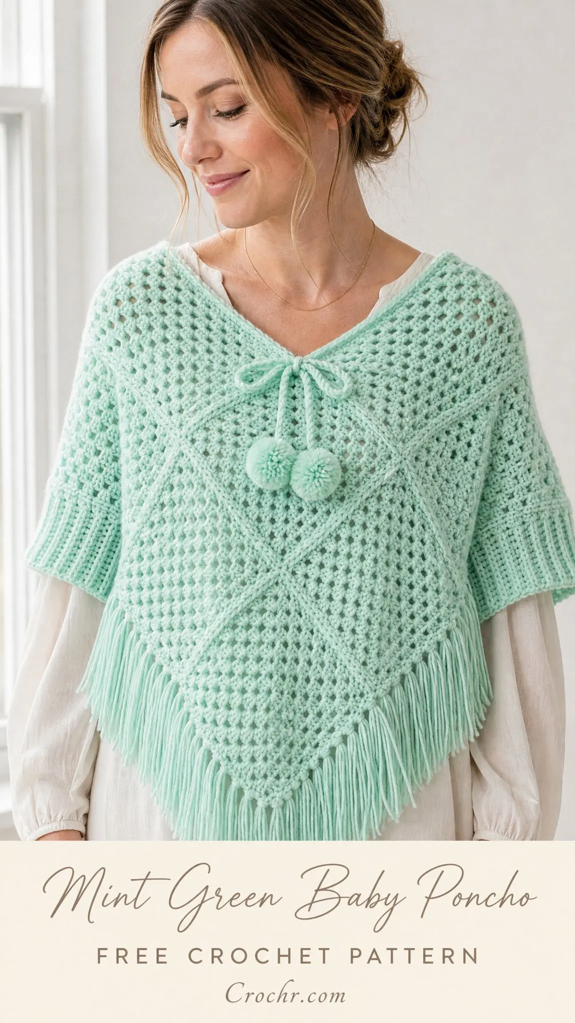 Mint Green Baby Poncho Free Crochet Pattern