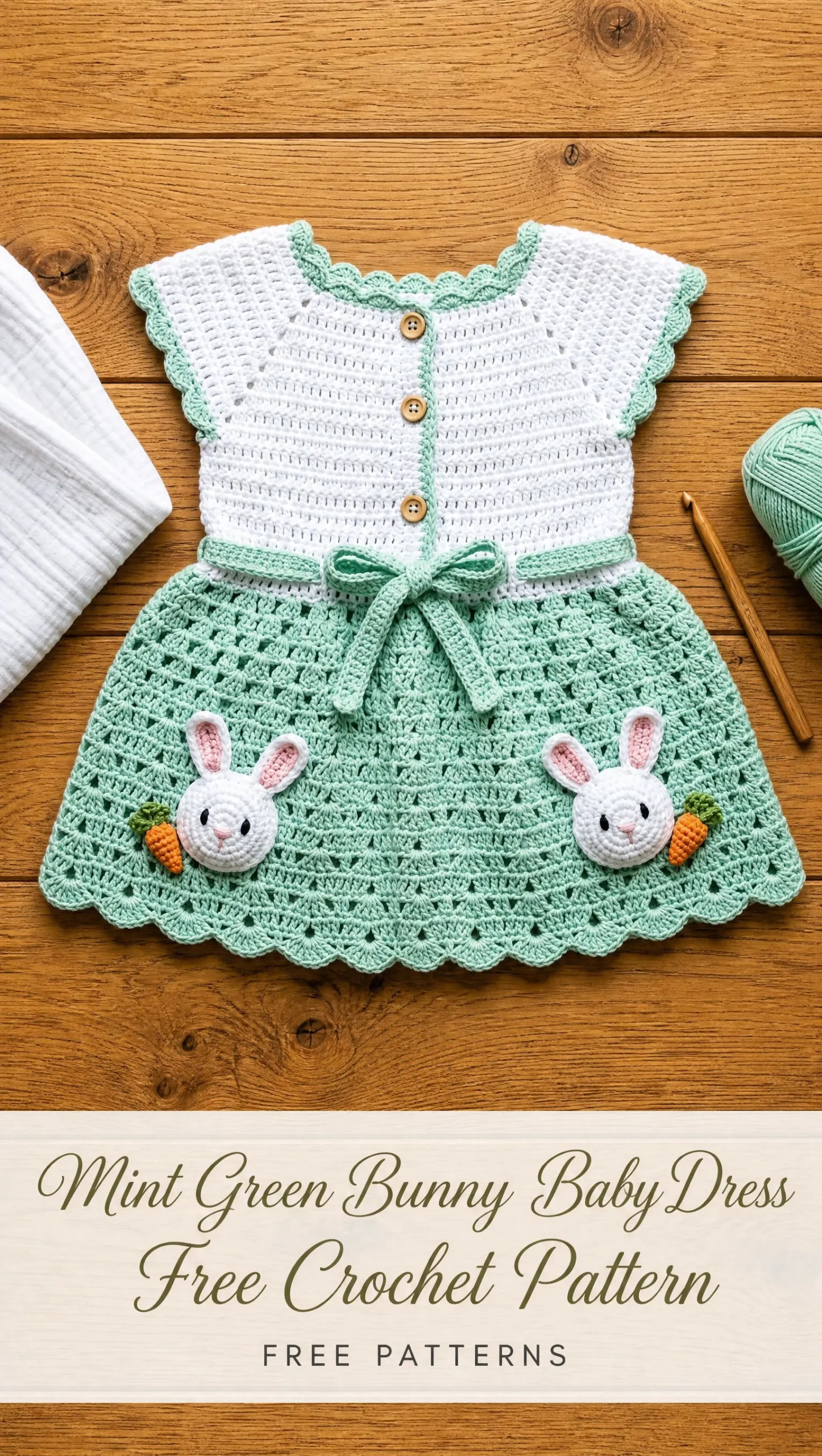 Mint Green Bunny Baby Dress Free Crochet Pattern