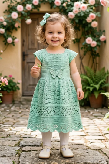 Mint Green Garden Party Crochet Dress Free Pattern