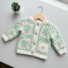 Mint Green Granny Square Baby Cardigan Free Crochet Pattern
