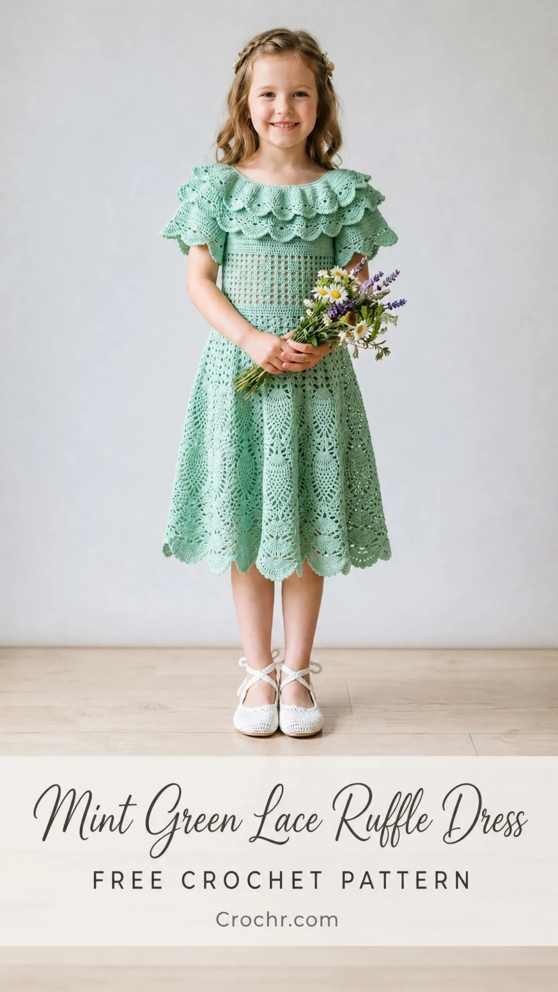 Mint Green Lace Ruffle Dress Free Crochet Pattern