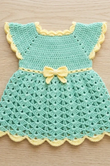Mint Green Lacy Baby Dress Free Crochet Pattern