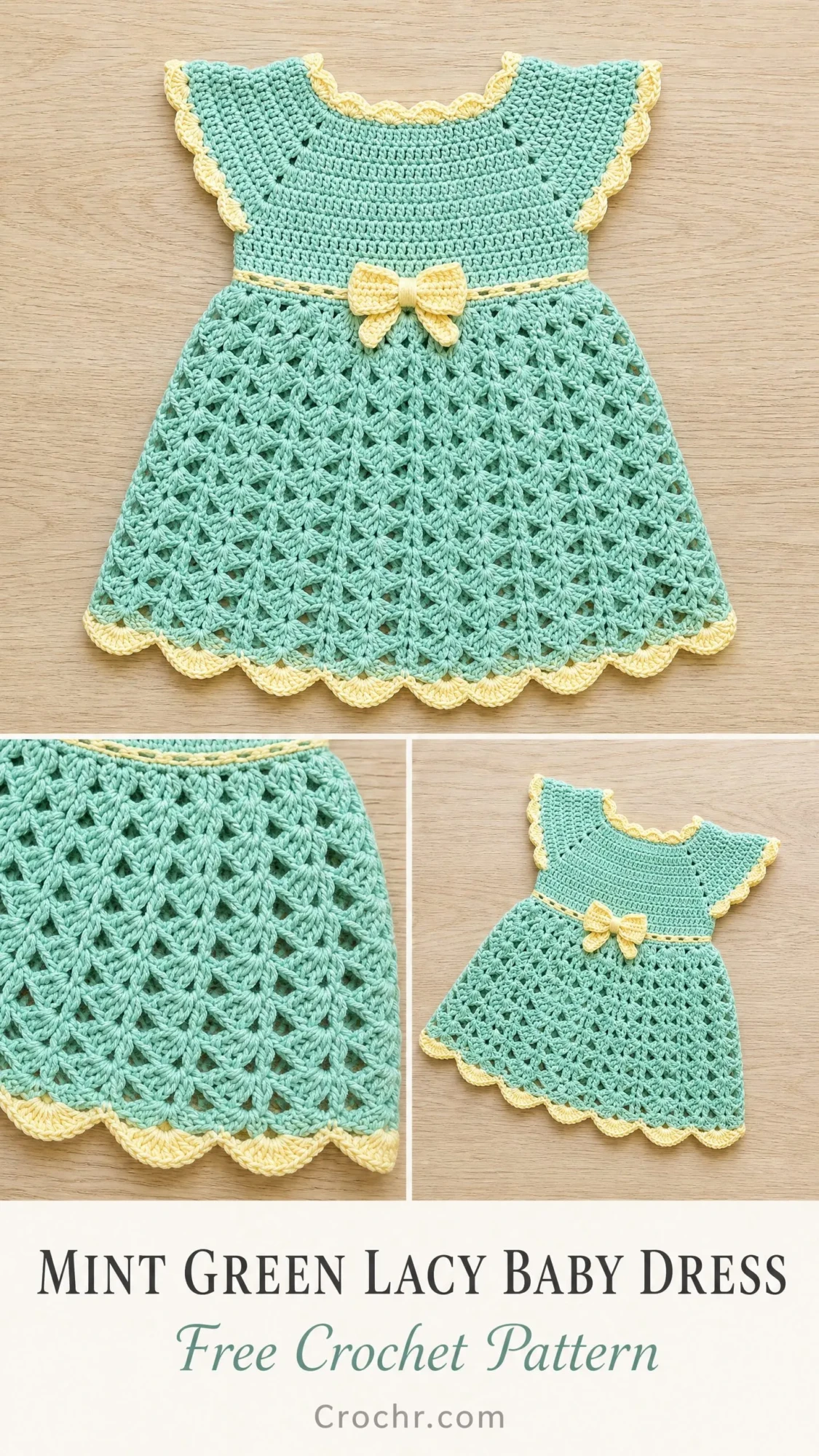 Mint Green Lacy Baby Dress Free Crochet Pattern