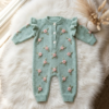 Mint Green Rose Baby Romper Free Crochet Pattern