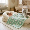 Mint Green Rose Granny Square Baby Blanket Free Pattern