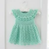 Mint Green Shell Stitch Baby Dress Free Crochet Pattern
